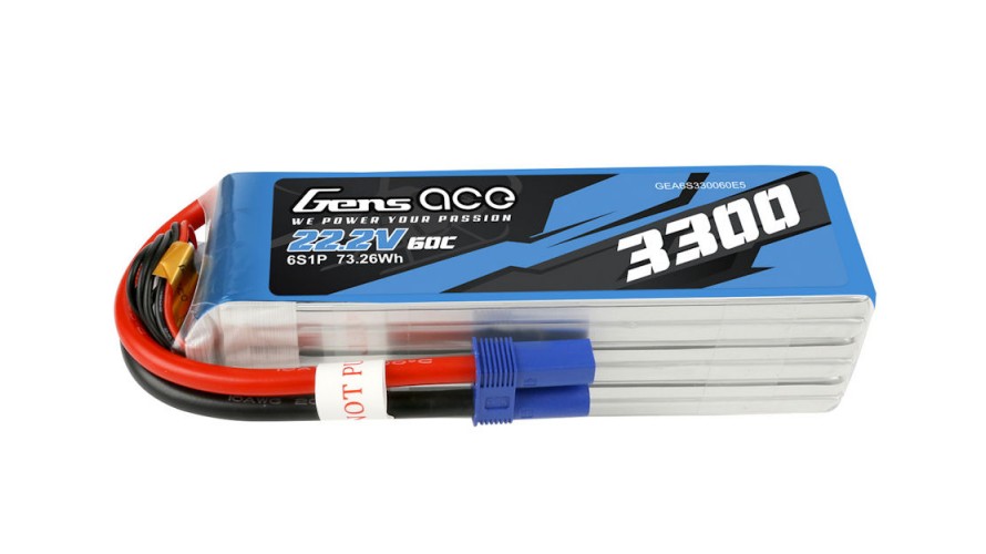 Gens ace 3300mAh 22.2V 60C 6S1P Lipo Battery - EC5