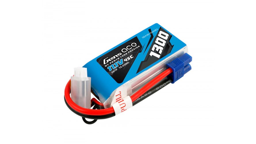 1300mAh 45C 11.1V 3S1P Gens Ace Lipo Battery - EC3 Plug